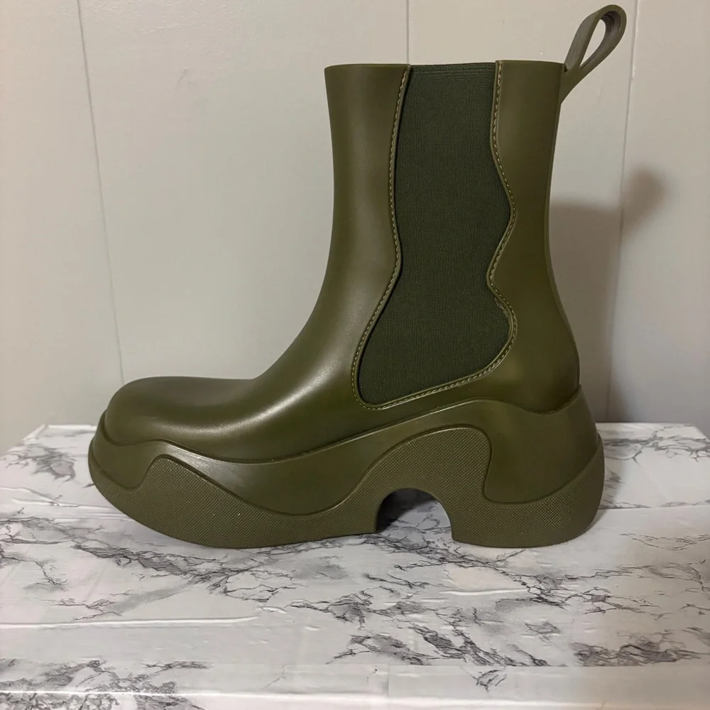 XOCOI Ankle Boots Olive Green Chelsea Boot Sustainable Rubber IT 38 US 8 Italy